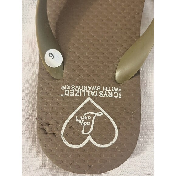 New With Defects Lady Lanell Swarovski Brown Flip Flops Size 6 - Picture 4 of 5